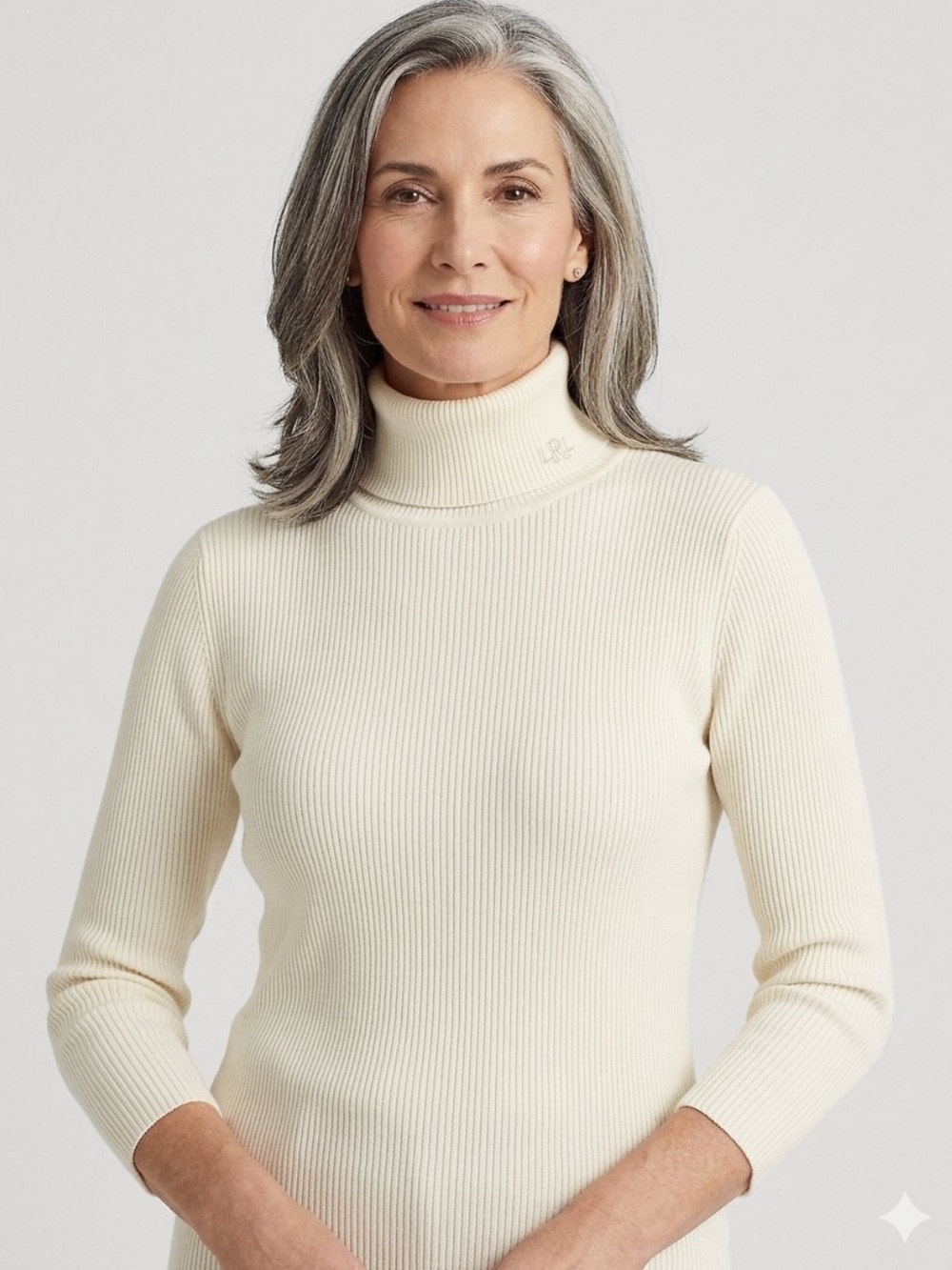 Lauren Ralph Lauren Cream Ribbed Turtleneck Sweater